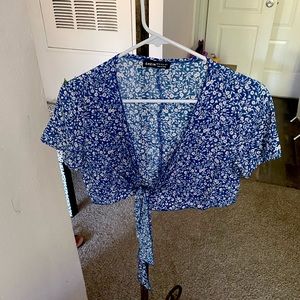 Blue Floral Crop Top